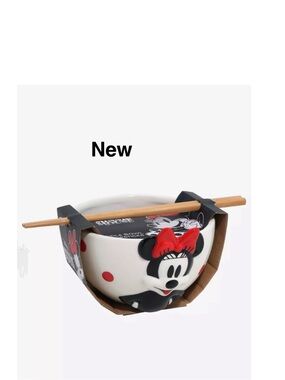 New Disney Minnie Mouse Polka Dot Ramen Bowl Set with tags ⭐️⭐️⭐️⭐️